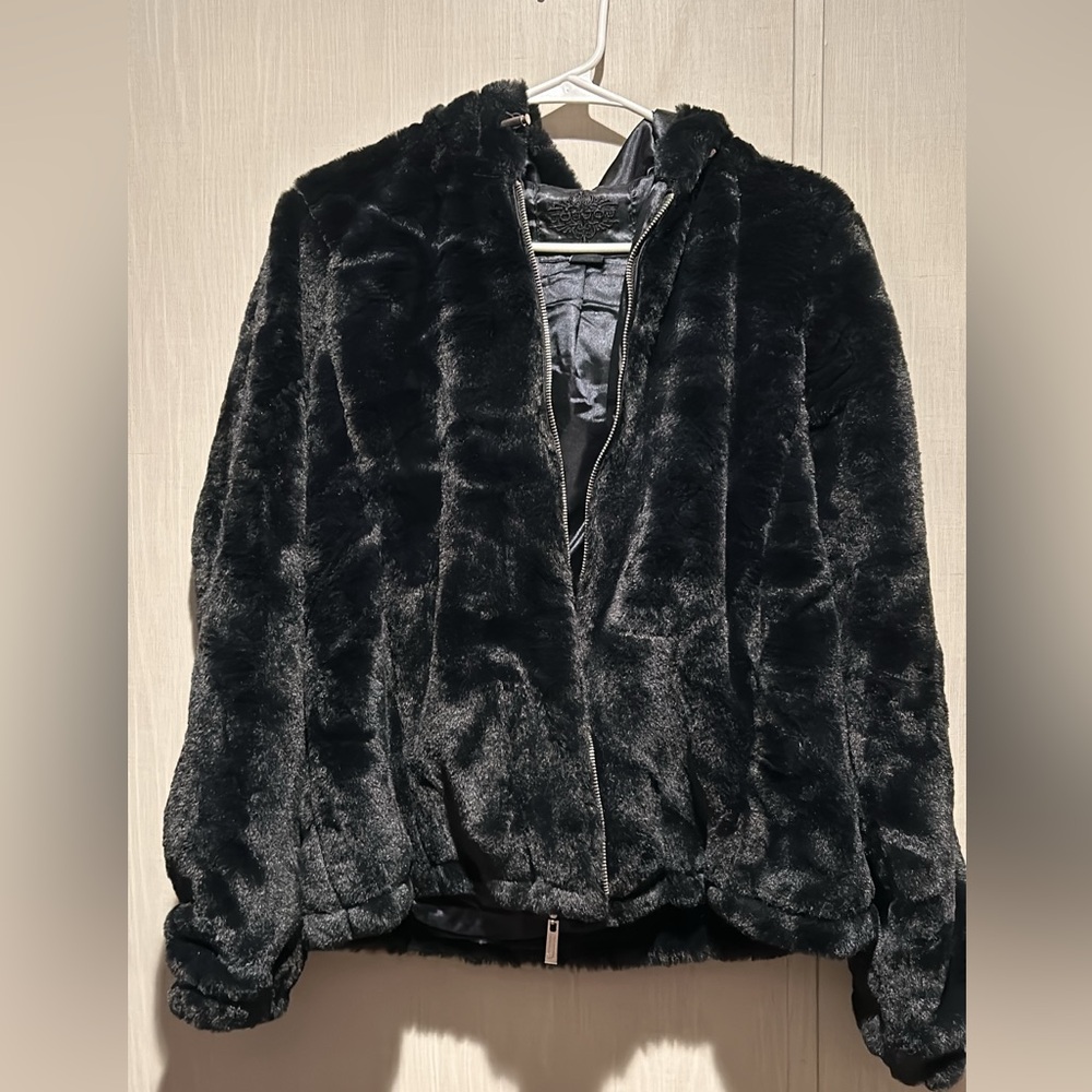 Black fur jacket, never worn